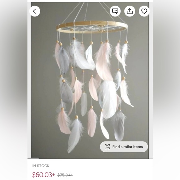 Feathered dreamcatcher mobile for nursery - Picture 3 of 4